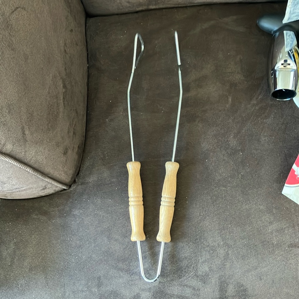 Wood Handle Metal Tongs